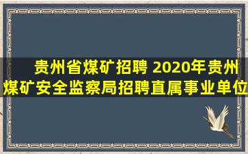 贵州省煤矿招聘 2020年贵州煤矿安全监察局招聘直属事业单位招聘公示和聘用